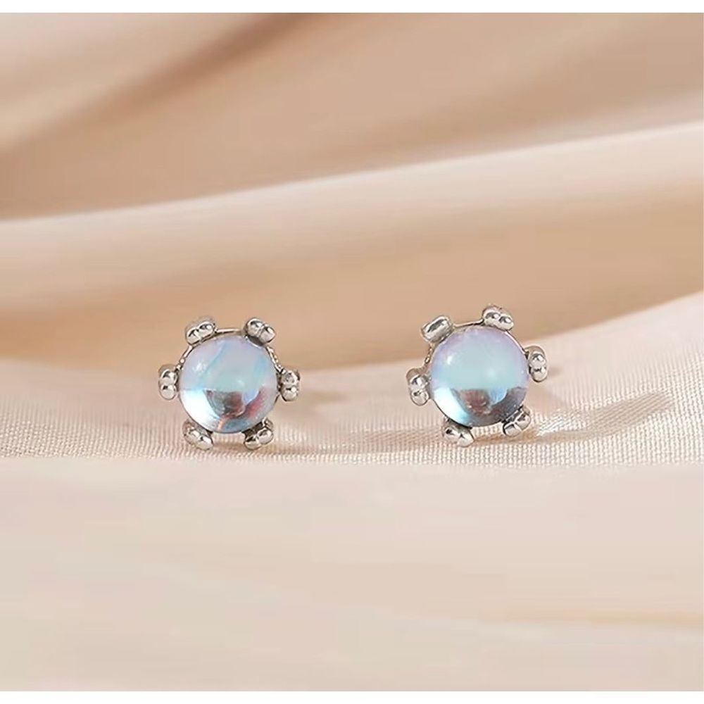 Moonstone Stud Earrings For Women Delicate Jewelry - Picture 4 of 5
